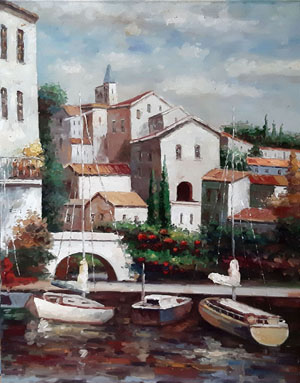 2343-T3 | 90cm x 60cm | barques sur rivière 